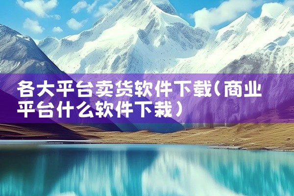 各大平台卖货软件下载