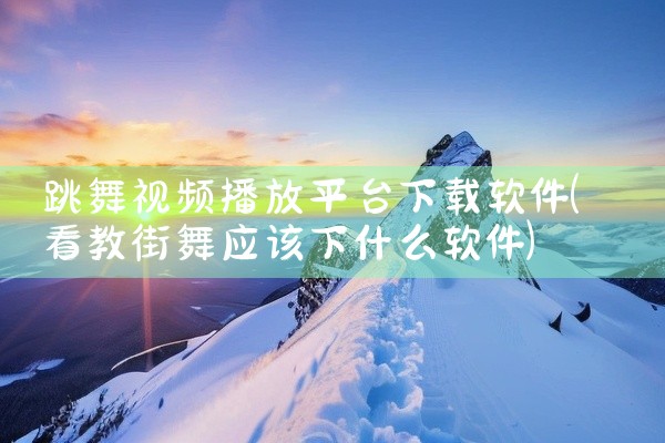 跳舞视频播放平台下载软件